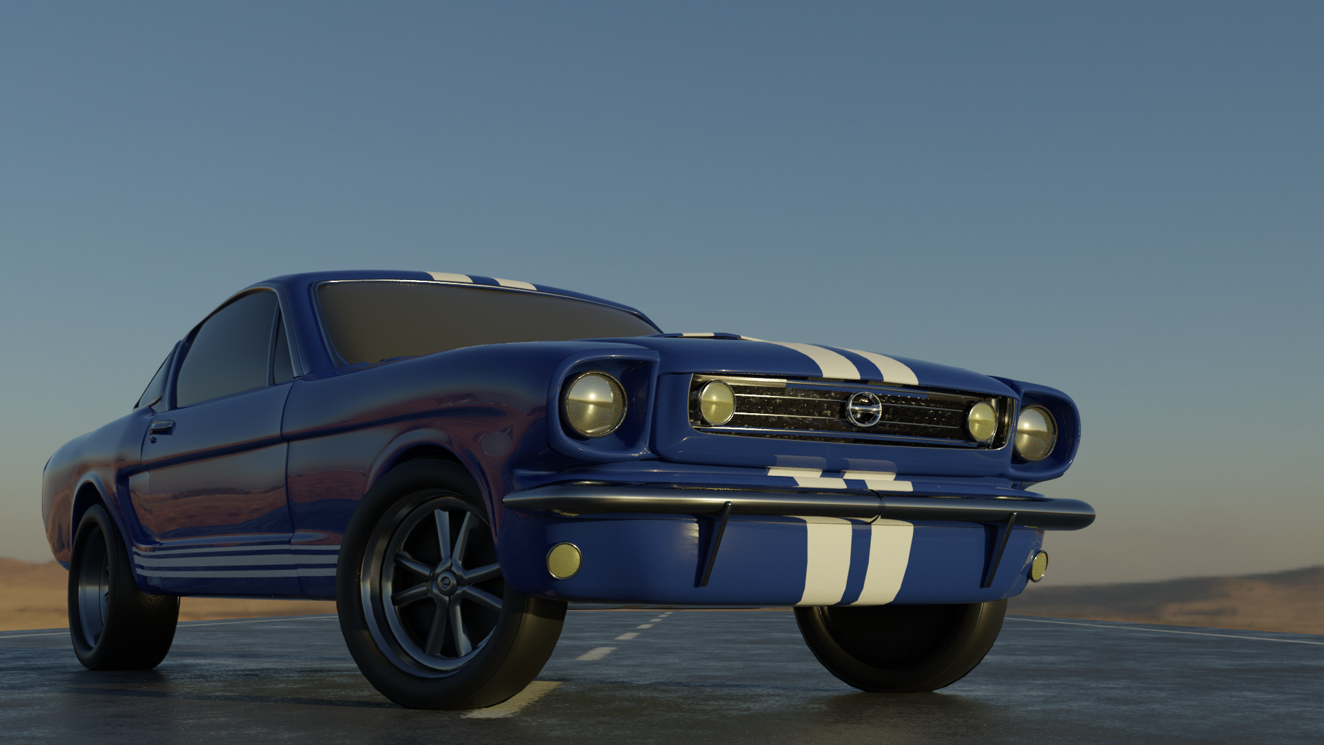 Blue and White Muscle Car preview image 1